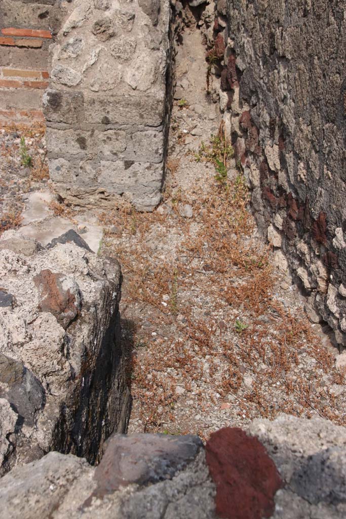 VI.17.10 Pompeii. September 2021. 
Area on north side of entrance doorway. Photo courtesy of Klaus Heese.