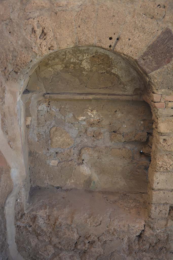 VII.1.40 Pompeii. September 2019. Detail of niche in north-east corner of atrium.
Foto Annette Haug, ERC Grant 681269 DÉCOR.
See Carratelli, G. P., 1990-2003. Pompei: Pitture e Mosaici. VI. (6). Roma: Istituto della enciclopedia italiana, (p. 388, no.20).
