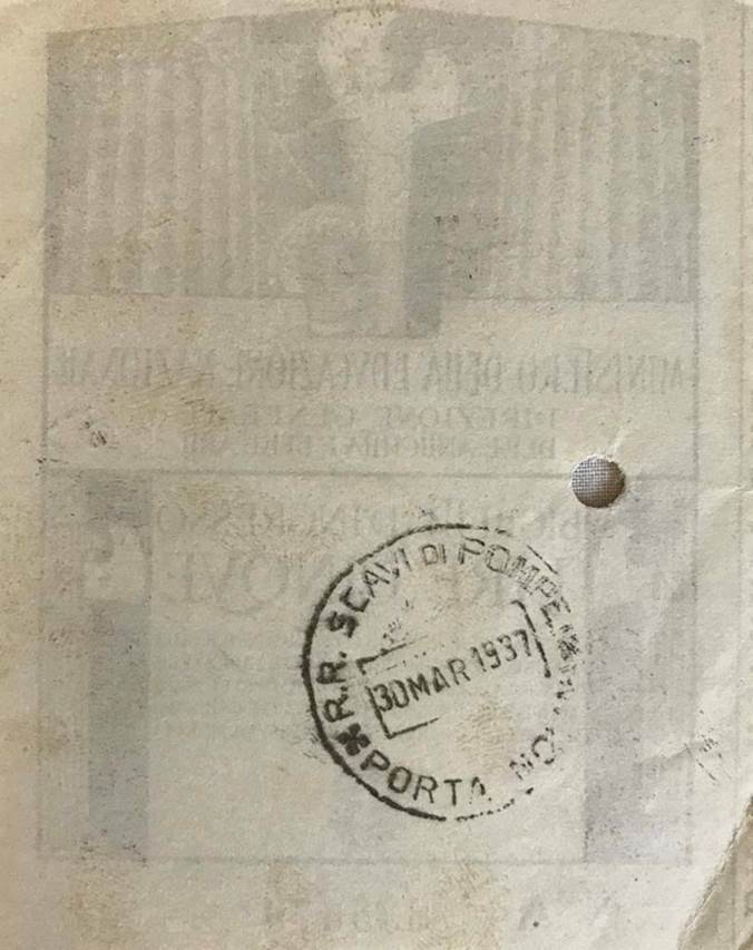 T.12. Pompeii, 30 March 1937 Porta Nola ticket. Rear of ticket.
Photo courtesy of Rick Bauer.