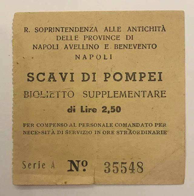 T.15. A "supplemental ticket" from the 1940s (about 1944), for going to the coliseum area.  
At the time these tickets were being used, a visitor obtained them at the office, across from where the modern restaurant is located.  
Then they could take the old "pre-1950s" foot train across Region I to the coliseum.
Photo courtesy of Rick Bauer.