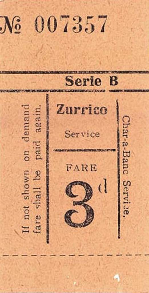 \t.23. Char-a-banc ticket c.1900 found inside an old Pompeii guide book. 
The original owner had jotted down notes in the margin of the book outlining what they had seen during their trip to Pompeii. They had also pressed three leaves inside the book.
Photo courtesy of Rick Bauer.