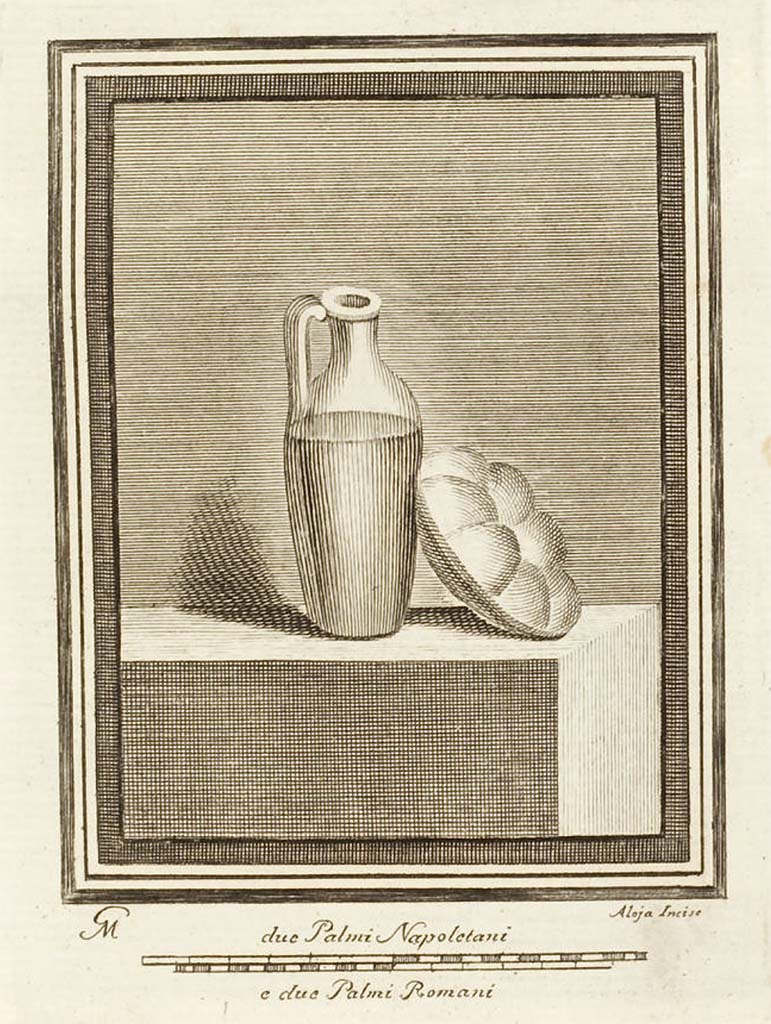 PA.16C. Number DCCLXX. 1760. Vignette of bread and wine bottle.
See Antichità di Ercolano: Tomo Secondo: Le Pitture 2, 1760, p. 271.