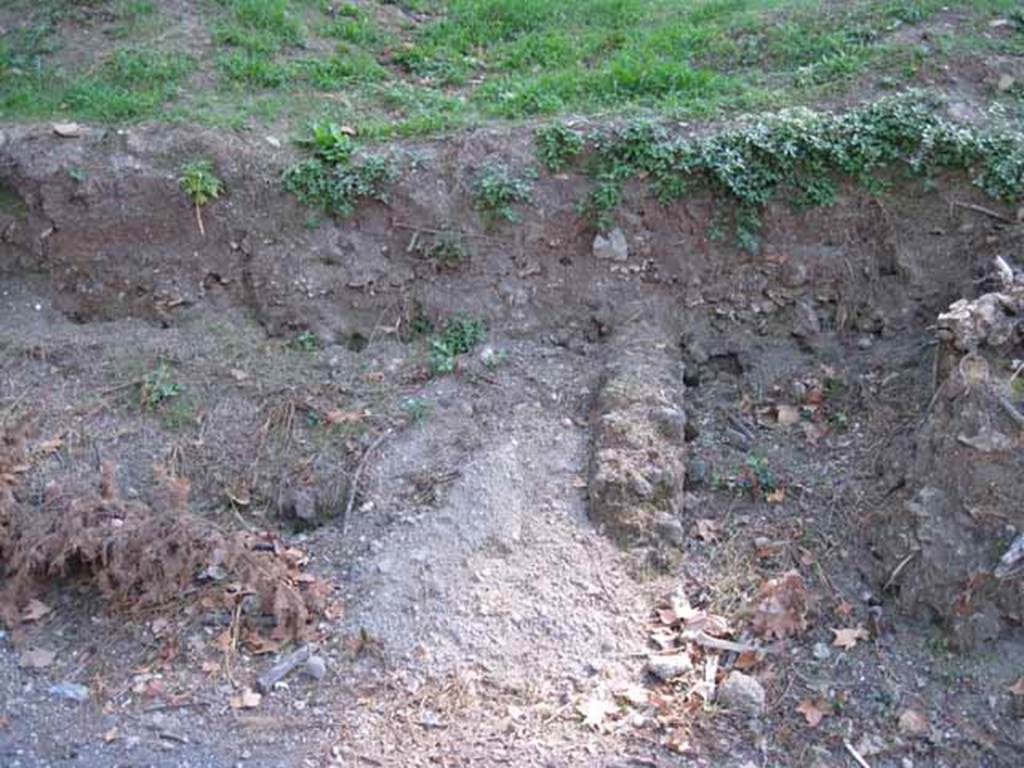 1.1.10 Pompeii. September 2010. Looking south at wall into unnamed vicolo, looking south towards city wall. Photo courtesy of Drew Baker.