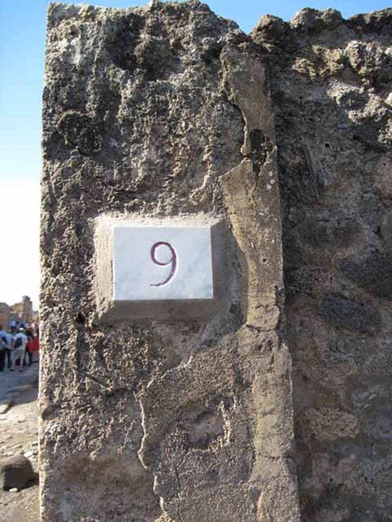I.2.9 Pompeii. September 2010. ID number plate on north side of doorway.
Photo courtesy of Drew Baker