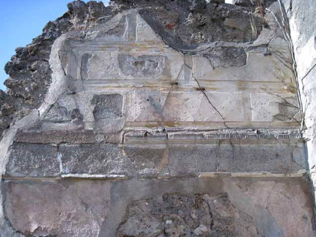 1.2.16 Pompeii. September 2010. Room 4, detail of remaining first style decoration in north-east corner of oecus. Photo courtesy of Drew Baker.