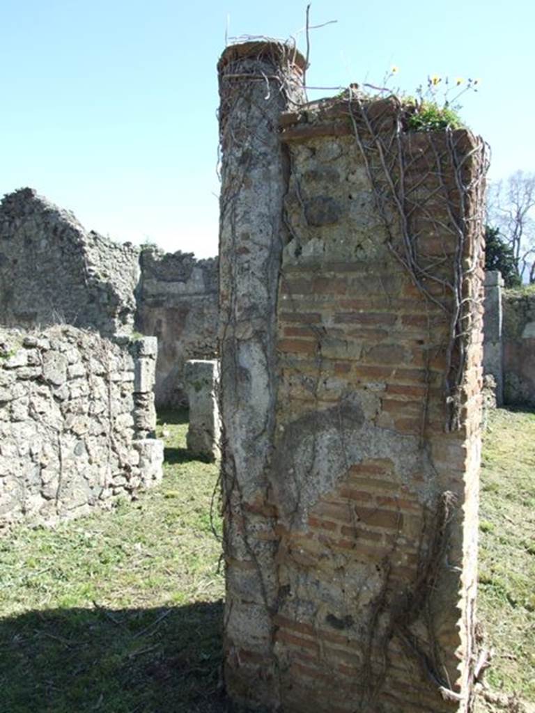 I.2.16 Pompeii. March 2009. Room 1, column and pillar on north-east corner of the garden area.