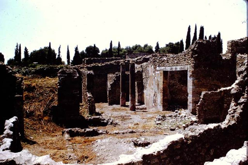 I.2.24 Pompeii. 1966. Looking west from garden and triclinium towards atrium. Photo by Stanley A. Jashemski.
Source: The Wilhelmina and Stanley A. Jashemski archive in the University of Maryland Library, Special Collections (See collection page) and made available under the Creative Commons Attribution-Non Commercial License v.4. See Licence and use details.
J66f0217