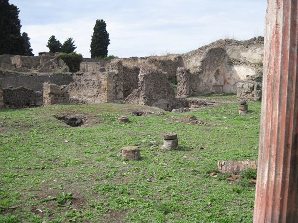 I.3.3 Pompeii. September 2010. Upper peristyle area, looking towards the north-west corner overlying the underground area. Photo courtesy of Drew Baker.