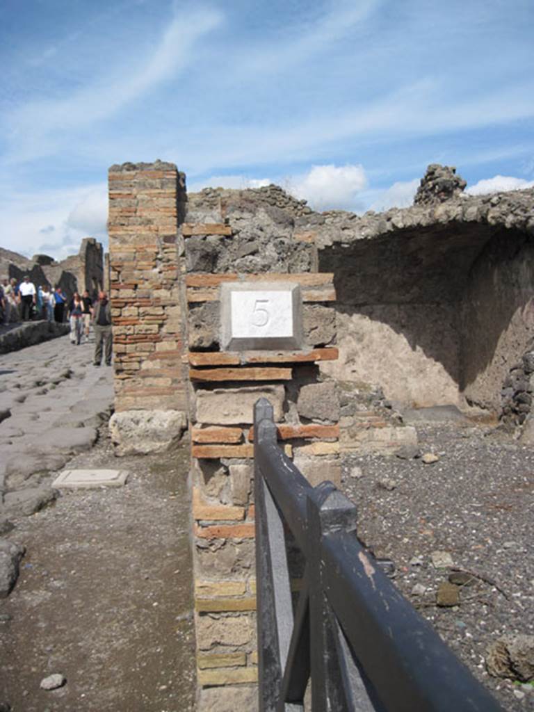 I.3.5 Pompeii. September 2010. ID number plate, looking north. Photo courtesy of Drew Baker.