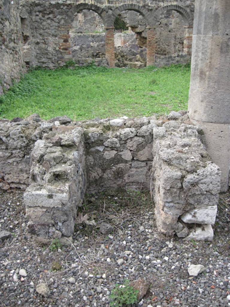 I.3.8b Pompeii. September 2010. Looking west to detail of hearth(?) feature. Photo courtesy of Drew Baker.