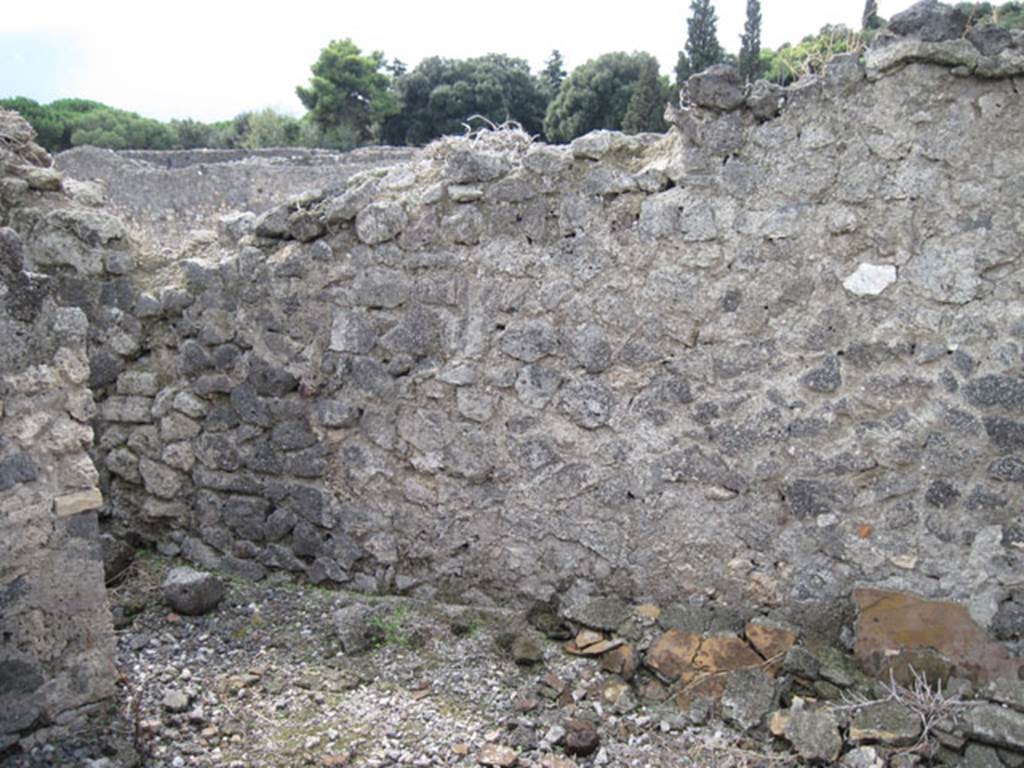 I.3.8b Pompeii. September 2010. West wall and south-west corner with doorway to small room on south side. Photo courtesy of Drew Baker.