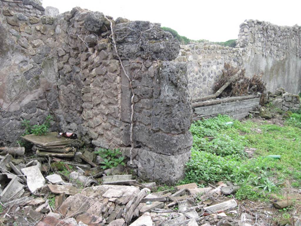 I.3.29 Pompeii. September 2010. Room 6, looking towards remains of doorway in west wall, and south-west corner. Photo courtesy of Drew Baker.