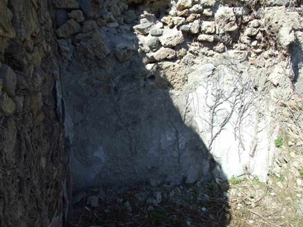 I.3.30 Pompeii. March 2009. Room 7, cubiculum showing north wall. According to Fiorelli, painted on one of the walls in this small room was –
XV  K  AVGVSTAS
PARTISCA  ESERNIE
FVIT
See Pappalardo, U., 2001. La Descrizione di Pompei per Giuseppe Fiorelli (1875). Napoli: Massa Editore. (p.41)
According to Epigraphik-Datenbank Clauss/Slaby (See www.manfredclauss.de) this is CIL IV 3388.