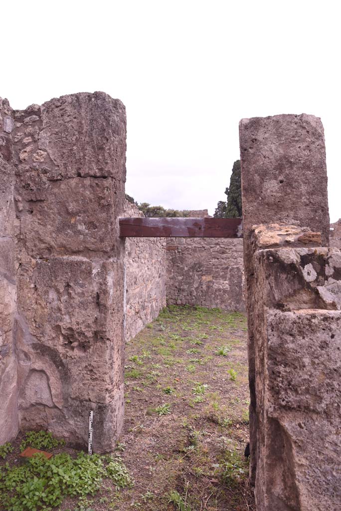 I.4.9 Pompeii. October 2019. Room g, west wall with doorway to atrium.
Foto Tobias Busen, ERC Grant 681269 DÉCOR.