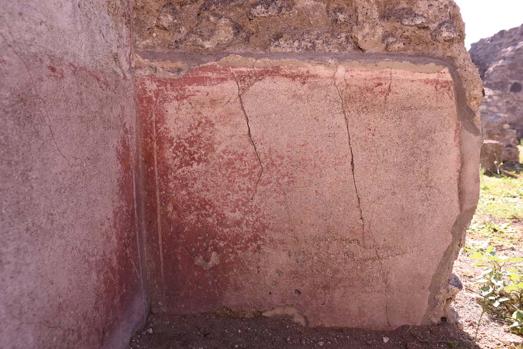 I.4.22 Pompeii. October 2019. Detail of painted plaster on zoccolo/dado in south-east corner of room “c”.
Foto Tobias Busen, ERC Grant 681269 DÉCOR.
