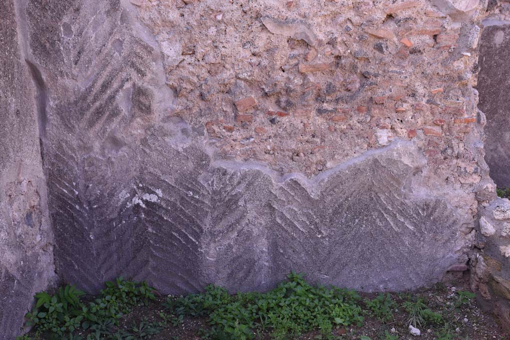 I.4.22 Pompeii. October 2019. Room “m”, detail from west wall.
Foto Tobias Busen, ERC Grant 681269 DÉCOR.