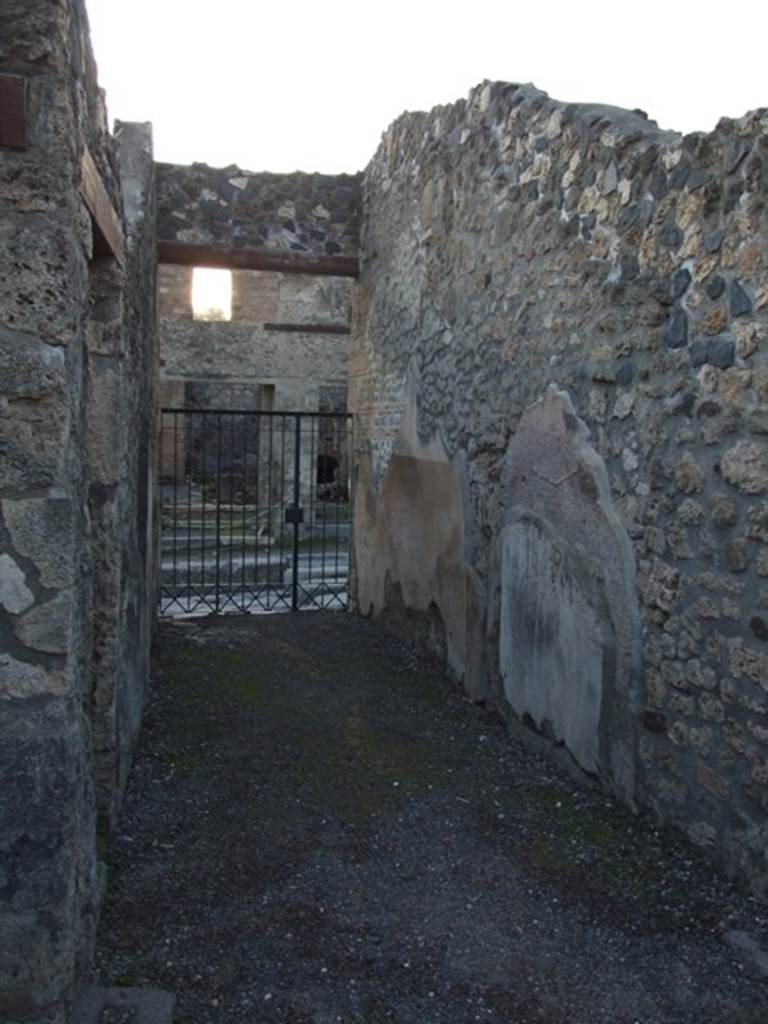 I.4.25 Pompeii. December 2007. 
Room 3, fauces or entrance corridor, looking west from atrium towards entrance at 1.4.5.