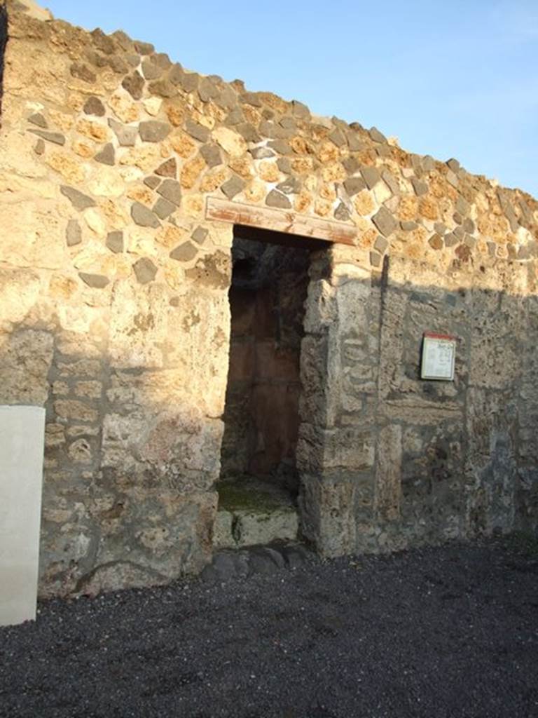 I.4.25 Pompeii. December 2007. 
Doorway to room 16, small room also containing stairs to upper floor that lead from the south wall of the tablinum. 
The doorway is in the east wall of atrium 6 of I.4.5.