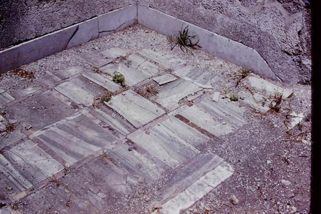 I.4.25 Pompeii. 1966. Room/niche 45, with marble floor on north side of middle peristyle. Photo by Stanley A. Jashemski.
Source: The Wilhelmina and Stanley A. Jashemski archive in the University of Maryland Library, Special Collections (See collection page) and made available under the Creative Commons Attribution-Non-Commercial License v.4. See Licence and use details.
J66f0559
