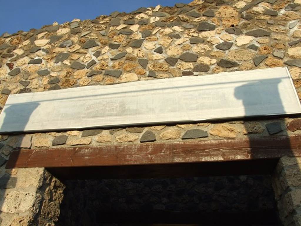 I.4.25 Pompeii. December 2007. Middle peristyle 17. 
Reproduction picture above doorway in eastern end leading to antechamber of room 20.
