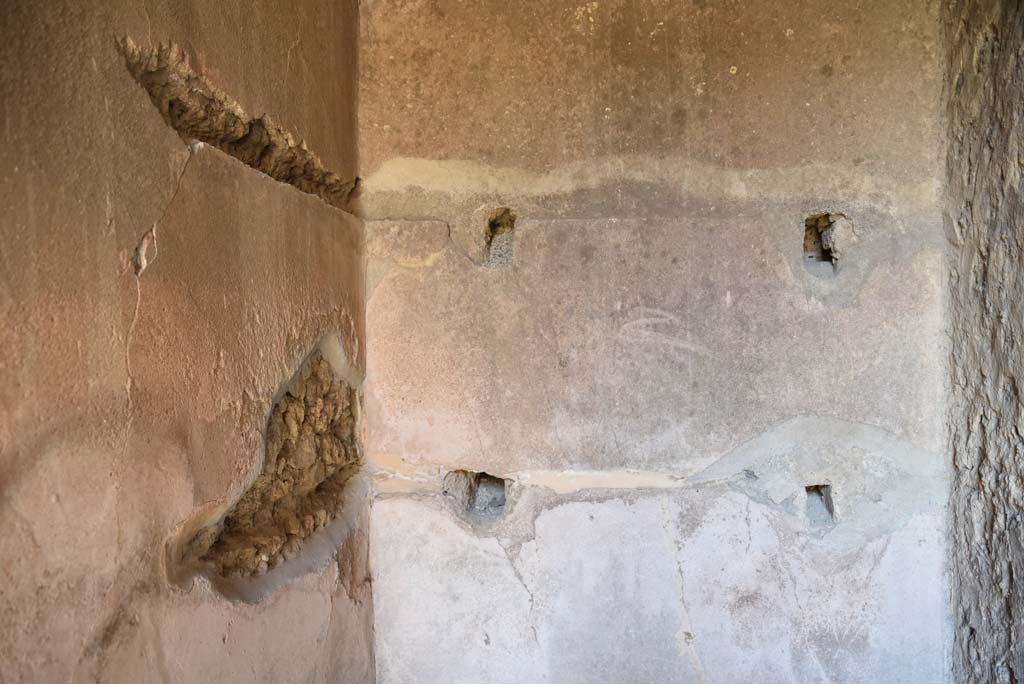 I.4.25 Pompeii. September 2020.    Room 24, detail from north-east corner and east wall.
Foto Tobias Busen, ERC Grant 681269 DÉCOR.