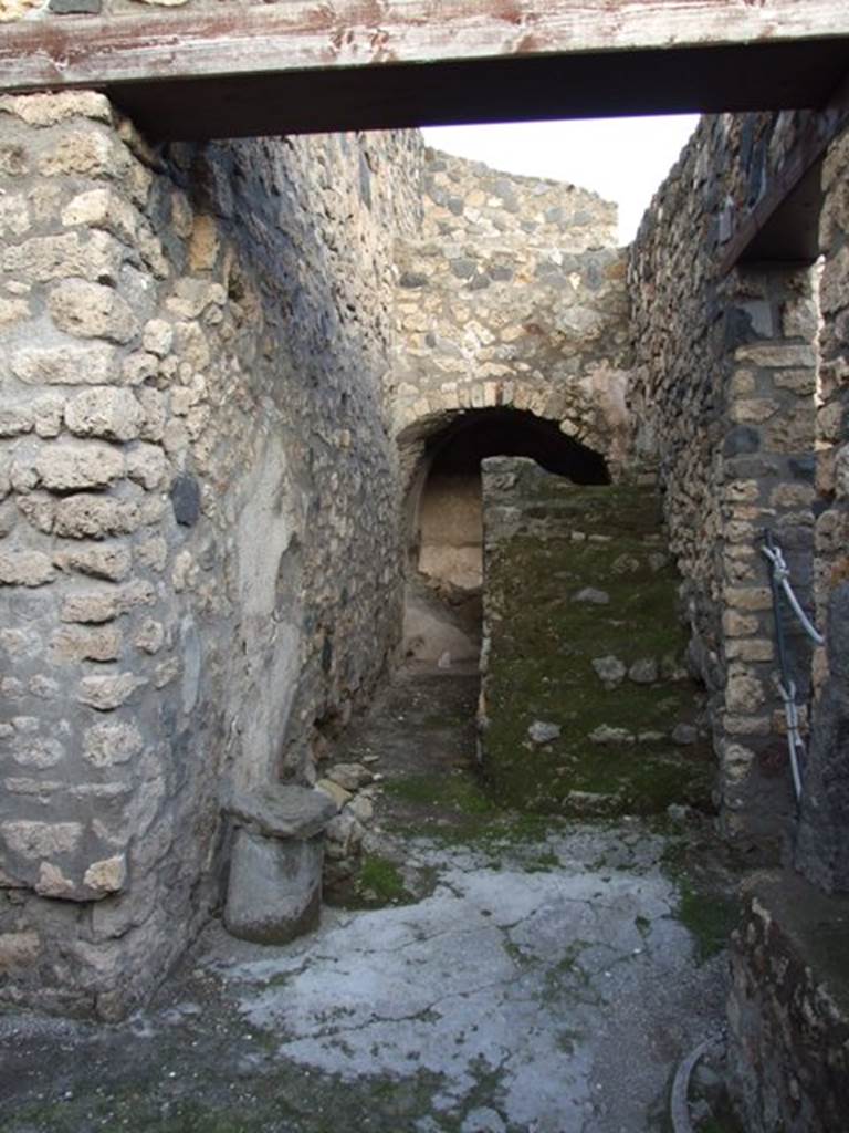 I.4.25 Pompeii. December 2007. Unnumbered corridor/room on east side of room 42, with steps to upper floor.