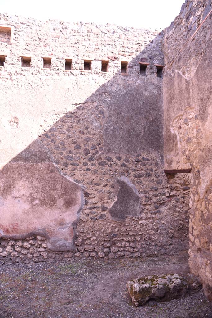 I.4.27 Pompeii. October 2019. 
Looking towards south end of east wall, with doorway to rear room.
Foto Tobias Busen, ERC Grant 681269 DÉCOR.
