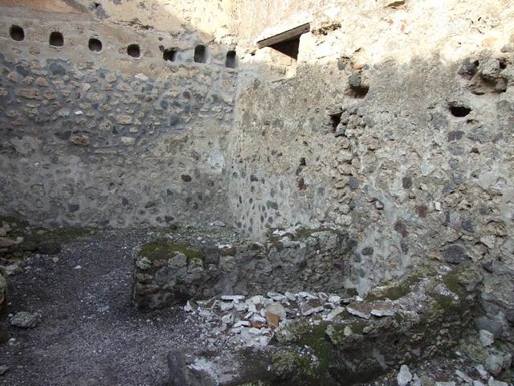 I.4.28 Pompeii. December 2007. Room 27, stables with drinking trough. Looking towards north-east corner.