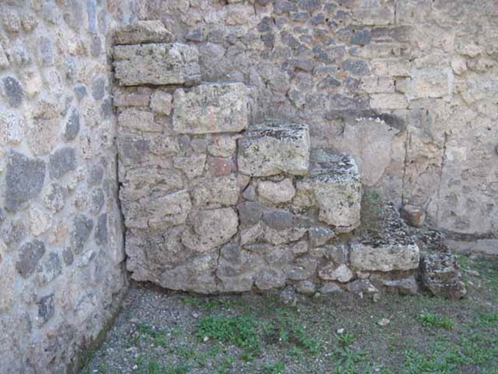 I.5.2 Pompeii. September 2010. Looking west towards feature of steps to upper floor against west wall of anteroom. Photo courtesy of Drew Baker.