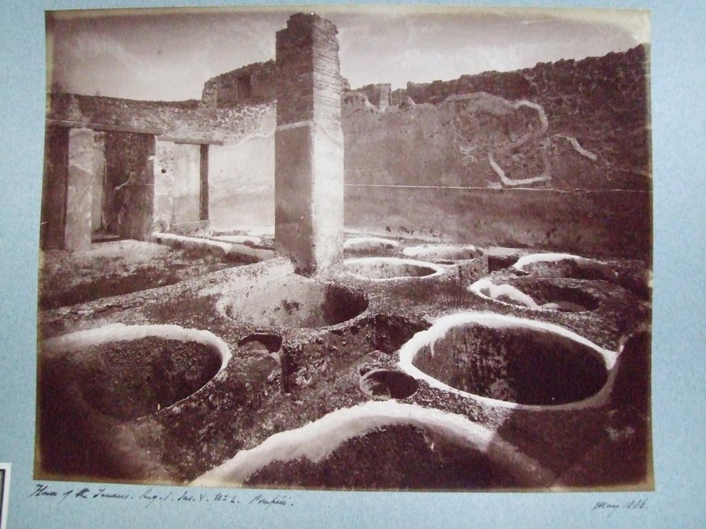 I.5.2 Pompeii. May 1886. Looking north-east across the industrial area.
Photograph courtesy of the Society of Antiquaries, Fox Collection.