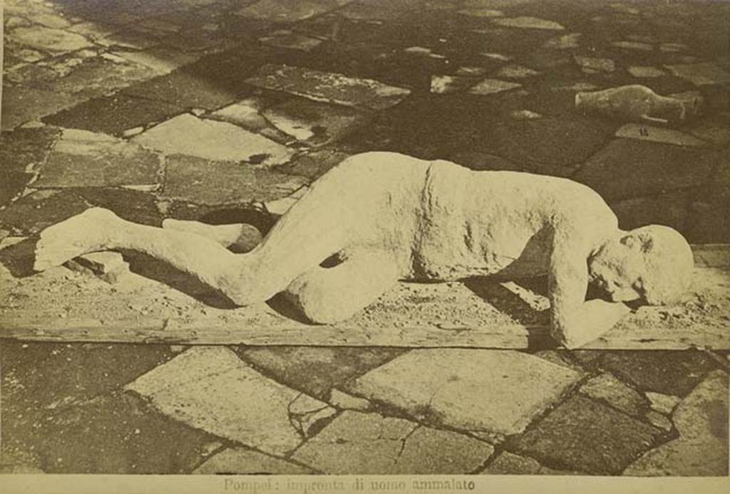 I.5.3 Pompeii. Cabinet card by G. Sommer dated 1892 and titled imprint (cast) of a sick man.
Photo courtesy of Rick Bauer.