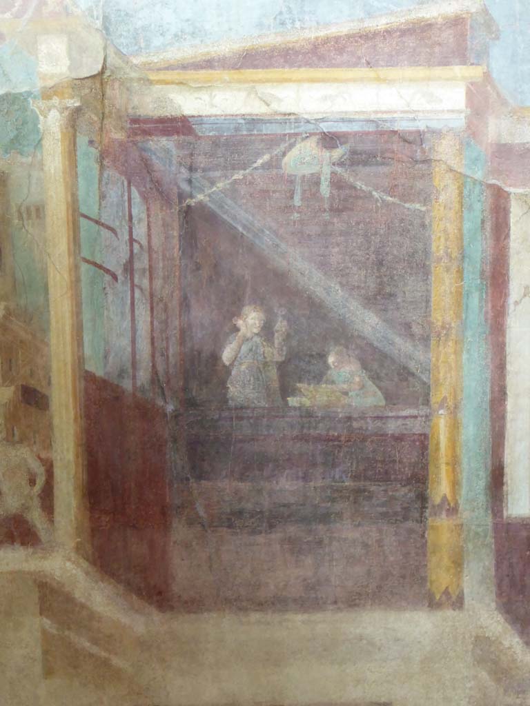 I.6.2 Pompeii. September 2017. 
Detail of painting of two women on a balcony, from upper west end of north wall.
Foto Annette Haug, ERC Grant 681269 DÉCOR.