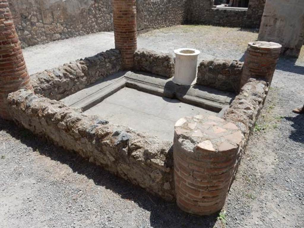 I.6.2 Pompeii. May 2017. Looking south-east across impluvium in atrium, towards tablinum.  Photo courtesy of Buzz Ferebee.