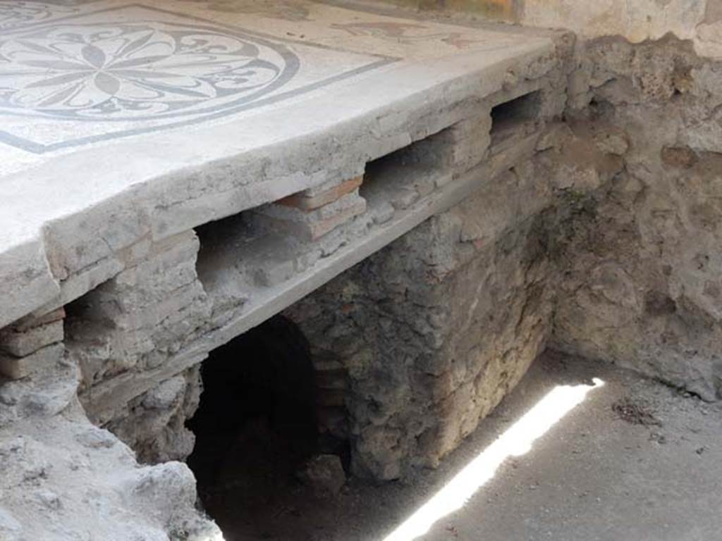 I.6.2 Pompeii. May 2017. Detail of flooring beneath caldarium near rear entrance at I.6.16, see other pictures at I.6.16.  Photo courtesy of Buzz Ferebee.