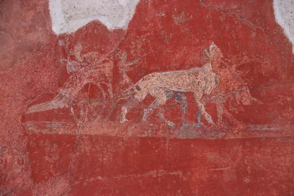 I.6.7 Pompeii. September 2017. Detail of fresco on south side of doorway in north-east corner of atrium.
Photo courtesy of Klaus Heese.