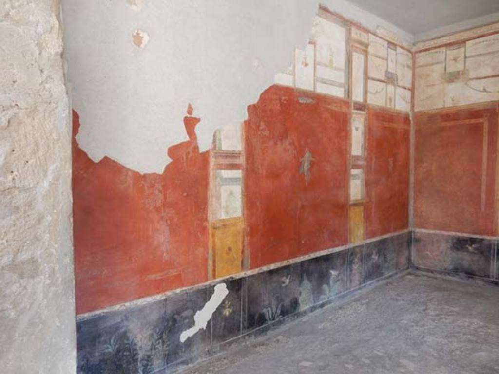 I.6.7 Pompeii. May 2016. Looking east along north wall towards north-east corner of large oecus.  Photo courtesy of Buzz Ferebee.