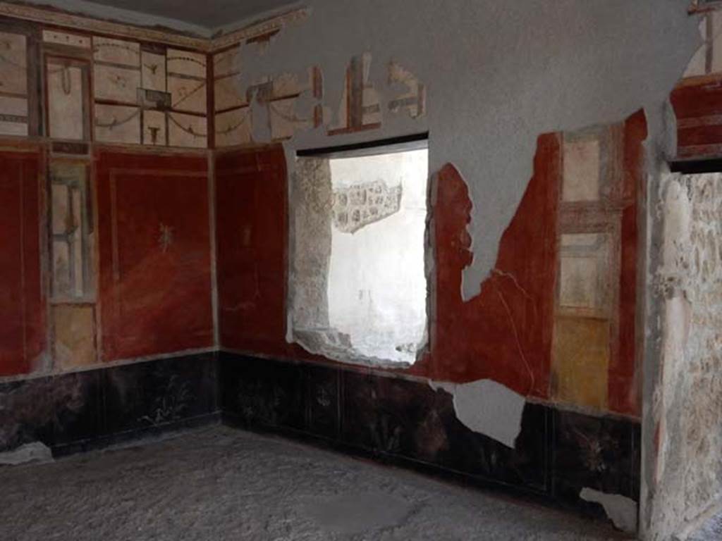 I.6.7 Pompeii. May 2016. Looking towards south-east corner and south wall with window, of large oecus.  Photo courtesy of Buzz Ferebee.