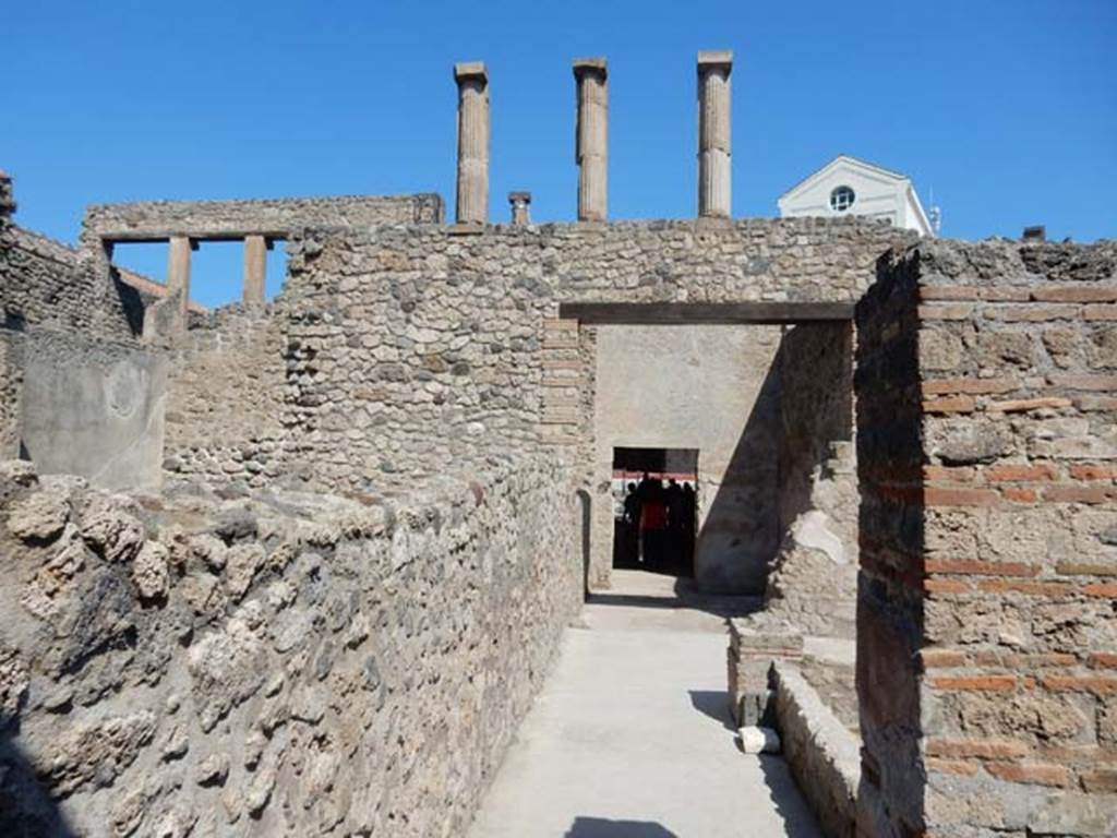 I.6.7 Pompeii. May 2016. Looking north from garden area, towards the tablinum and doorway through to atrium.  Photo courtesy of Buzz Ferebee.