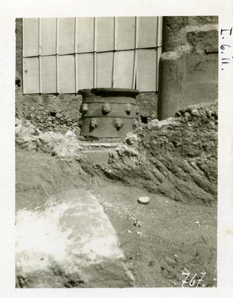 I.6.11 Pompeii. 1937-39. Terracotta puteal. Photo courtesy of American Academy in Rome, Photographic Archive. Warsher collection no. 767.