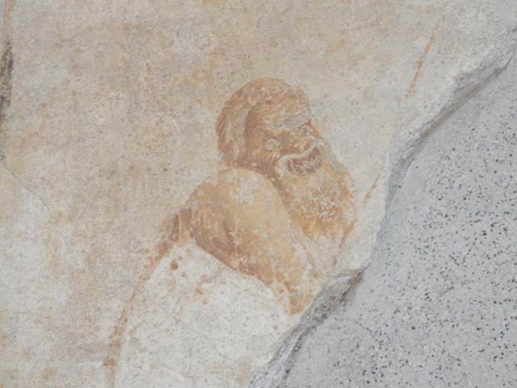 I.6.11 Pompeii. May 2015. Detail from wall painting on west end of north wall of atrium.  Photo courtesy of Buzz Ferebee.