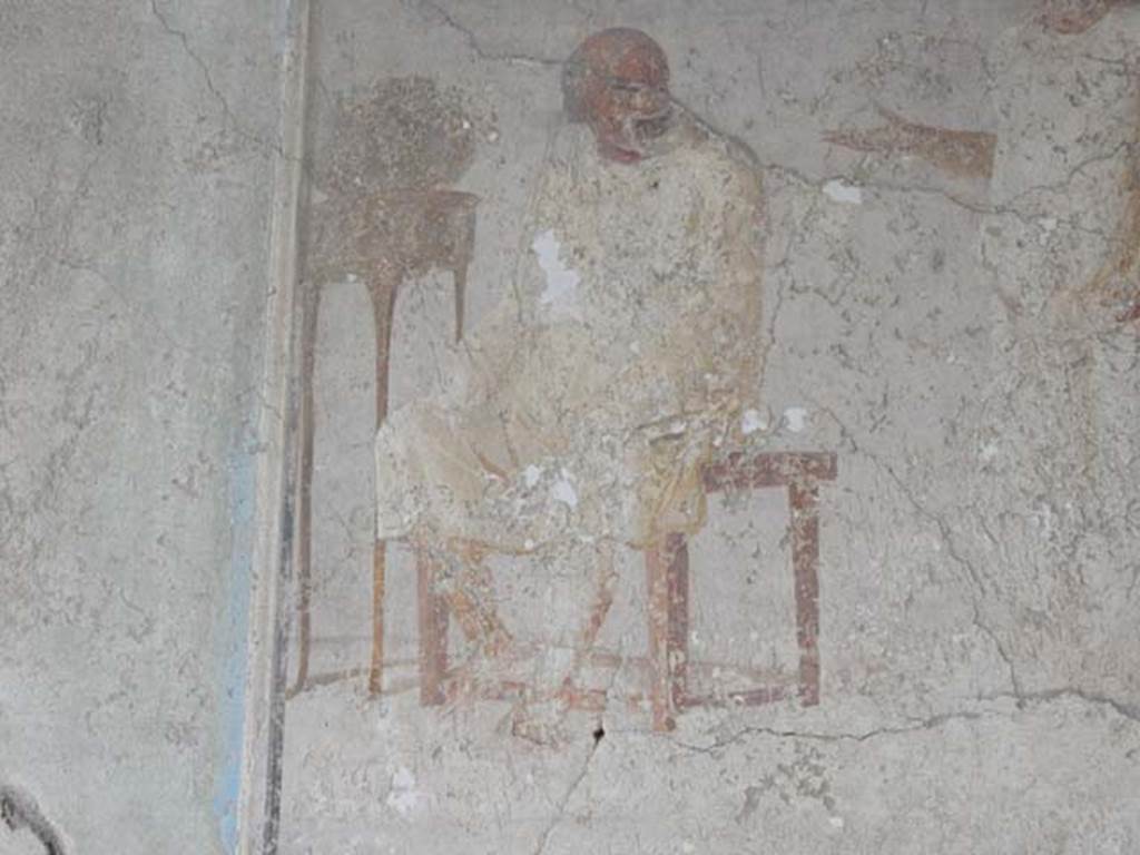 I.6.11 Pompeii. May 2015. Detail from wall painting from north end of west wall.
Photo courtesy of Buzz Ferebee.