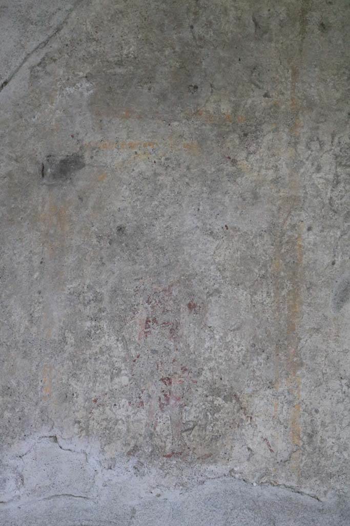 I.6.12 Pompeii. December 2018. 
Detail of remaining painted decoration from west wall. Photo courtesy of Aude Durand.