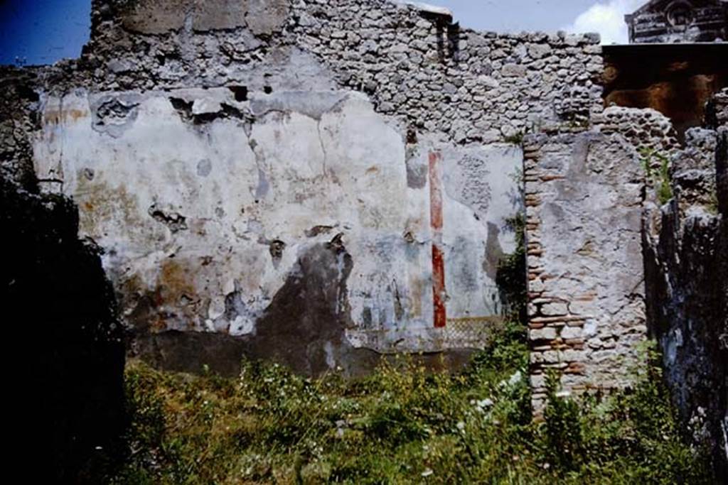 I.6.13 Pompeii. 1964. Looking north through tablinum to remains of small garden area with painted garden scene. Photo by Stanley A. Jashemski.
Source: The Wilhelmina and Stanley A. Jashemski archive in the University of Maryland Library, Special Collections (See collection page) and made available under the Creative Commons Attribution-Non Commercial License v.4. See Licence and use details.
J64f1211
