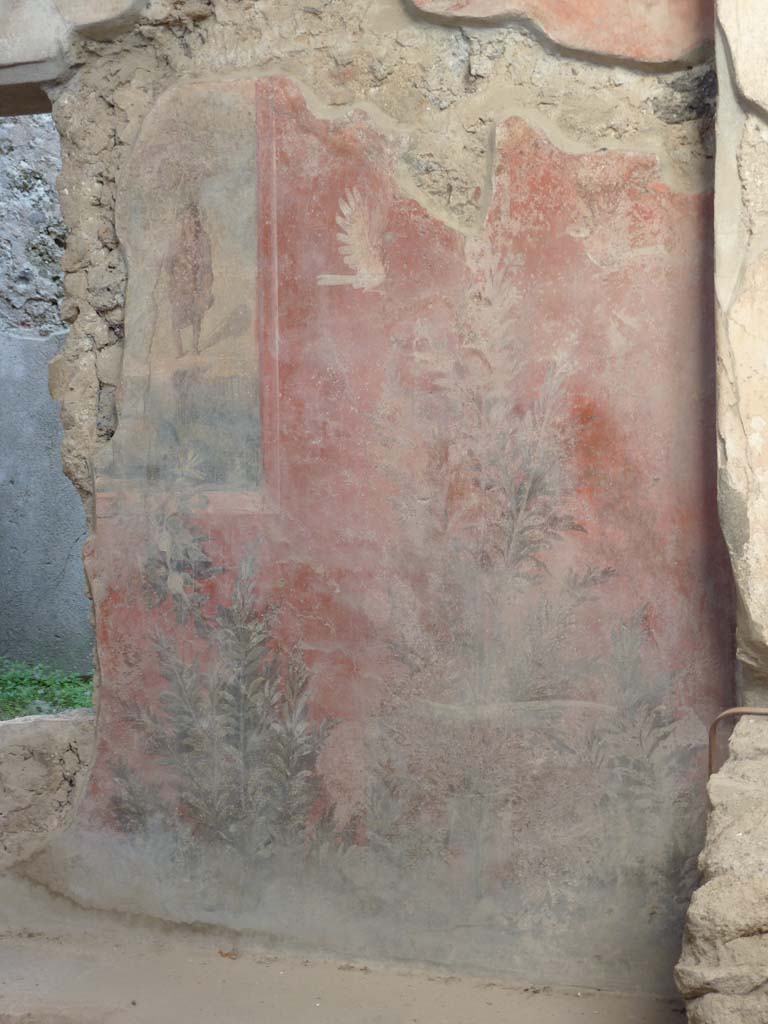 I.6.15 Pompeii. October 2014. 
Room 9, east wall of small garden with detail of paintings on south side of window.
Foto Annette Haug, ERC Grant 681269 DÉCOR