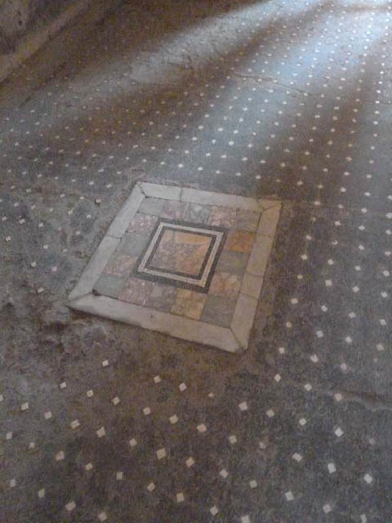 I.6.15 Pompeii. September 2015. Room 12, mosaic floor and emblem in centre.