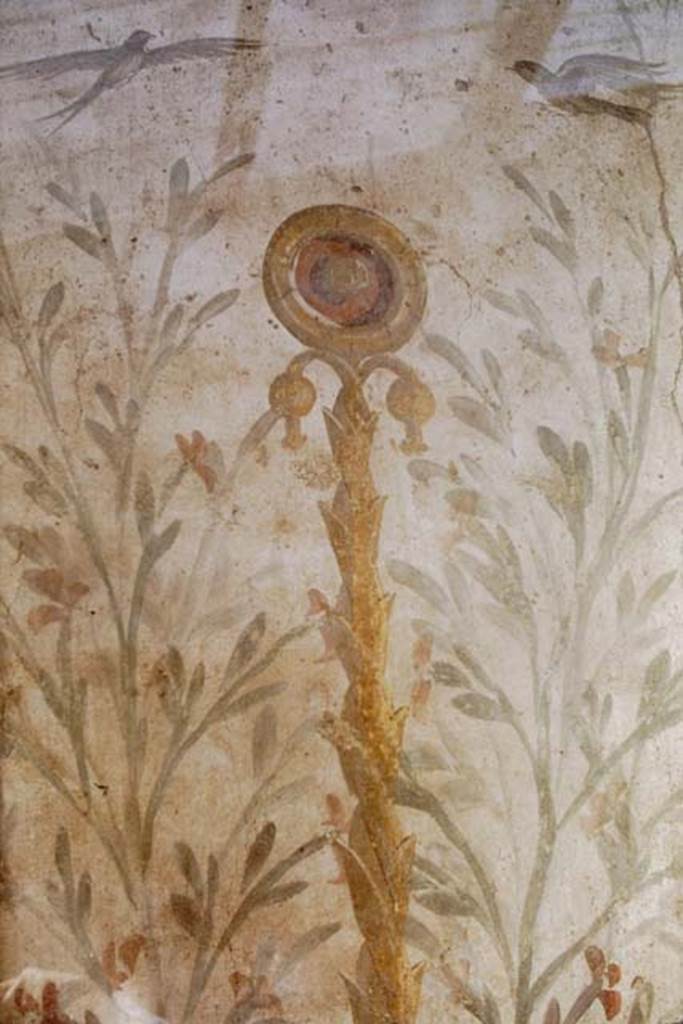I.6.15 Pompeii. 1968. Room 9, small garden, wall on west side. Detail from painting with birds, plants and a medallion. Photo by Stanley A. Jashemski.
Source: The Wilhelmina and Stanley A. Jashemski archive in the University of Maryland Library, Special Collections (See collection page) and made available under the Creative Commons Attribution-Non Commercial License v.4. See Licence and use details.
J68f0511