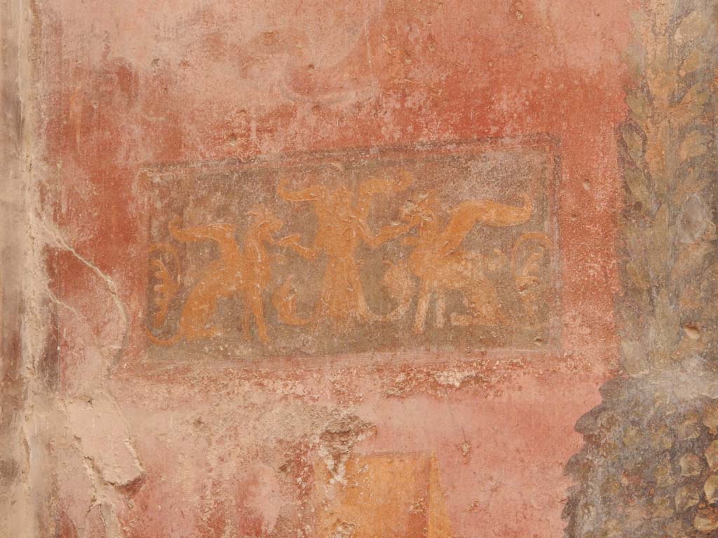 I.6.15 Pompeii. June 2019. Room 9, painted panel from west end of north wall of small garden. 
Photo courtesy of Buzz Ferebee.
