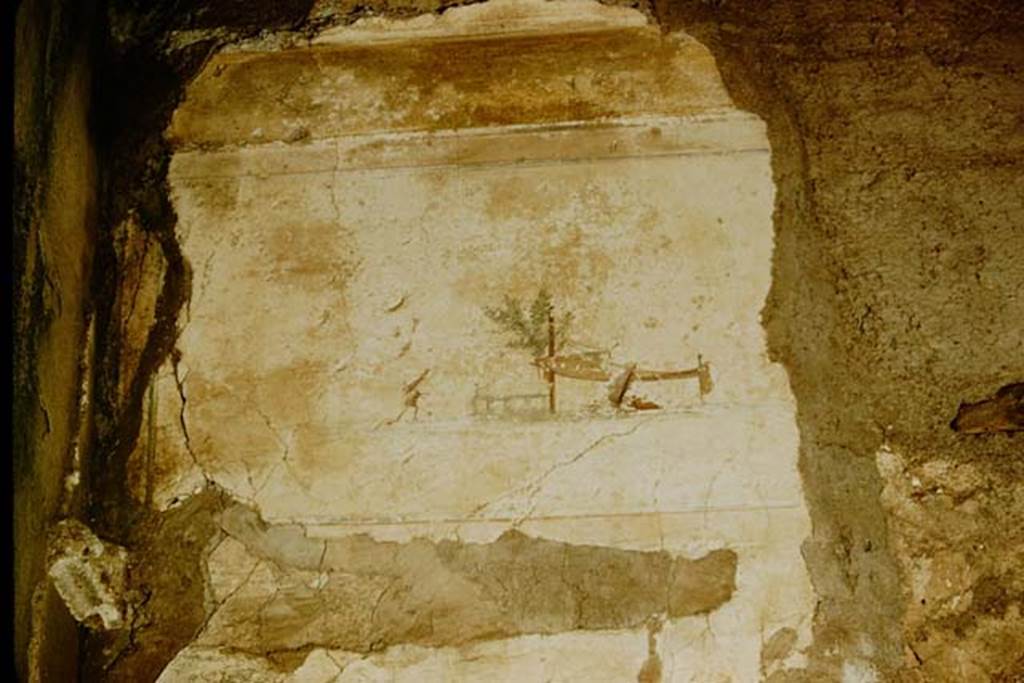 I.7.5 Pompeii. 1957. Upper east end of south wall, with painted panel of Nilotic landscape.
Photo by Stanley A. Jashemski.
Source: The Wilhelmina and Stanley A. Jashemski archive in the University of Maryland Library, Special Collections (See collection page) and made available under the Creative Commons Attribution-Non Commercial License v.4. See Licence and use details.
J57f0245