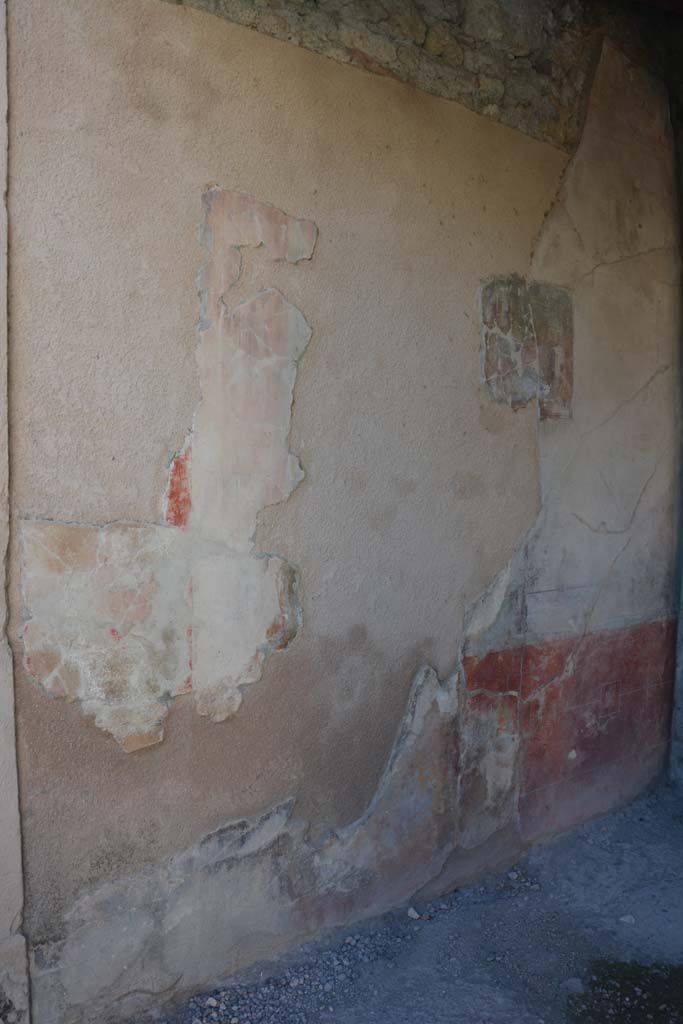 I.7.7 Pompeii. October 2019. South wall of west ala, with remaining red zoccolo below painting.
Foto Annette Haug, ERC Grant 681269 DÉCOR