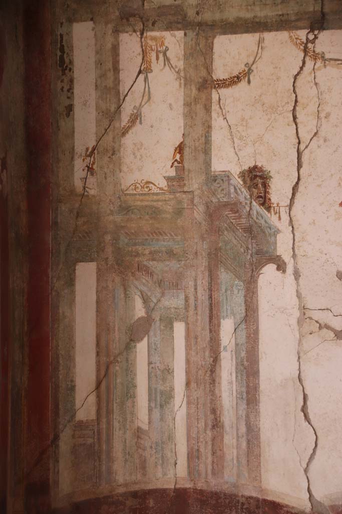 I.7.11 Pompeii. September 2021. 
Detail from panel at south end of west wall. Photo courtesy of Klaus Heese.